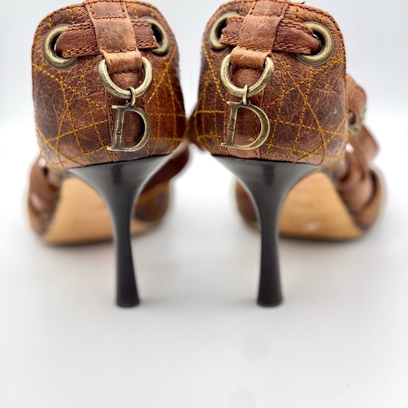 DIOR | Brown Quilted Leather D'Orsay Stiletto Pumps | IT 36.5 (US 6.5) - Picture 4 of 16